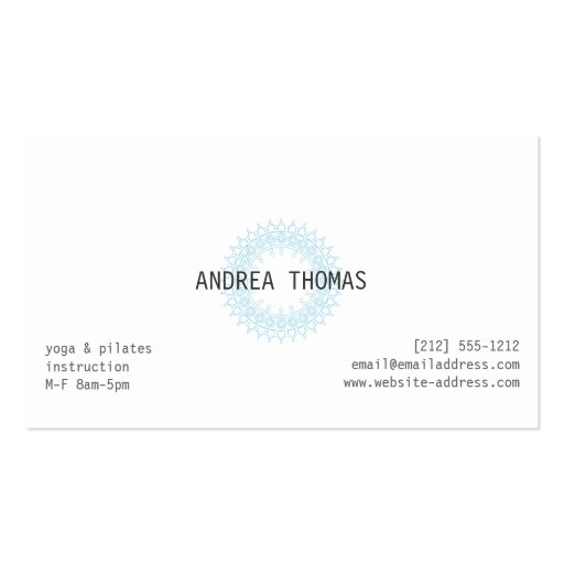 Elegant Lace-Inspired Decorative Circle White/Blue Business Card Templates (back side)