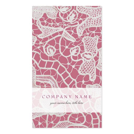 Elegant Lace on Pink Background - Business Card (front side)