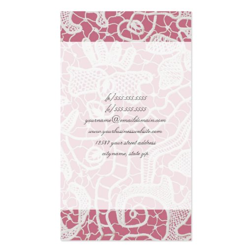 Elegant Lace on Pink Background - Business Card (back side)