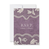 Elegant Lace on Violet Background RSVP Personalized Announcement