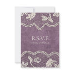 Elegant Lace on Violet Background RSVP Personalized Announcement
