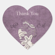 Elegant Lace Texture Lovers Thank You Wedding Stic Stickers