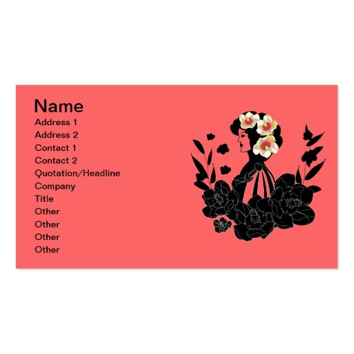 Elegant Lady and Bouquet of Magnolia Template Busi Business Card