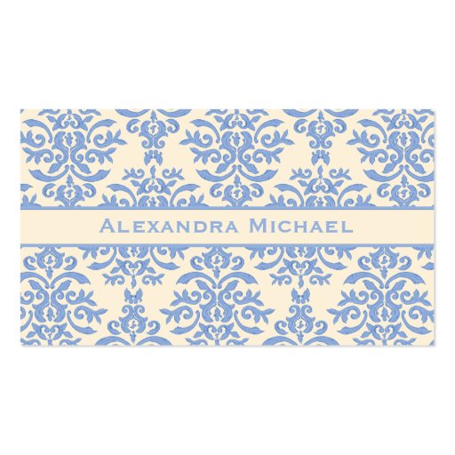 Elegant Lady Designer's Blue and Cream Business Cards (back side)
