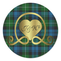 Elegant Lamont Plaid Heart Wedding Sticker