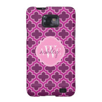 Elegant Lattice Raspberry Pink Monogram Name casemate cases