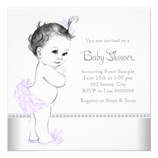 Elegant Lavender and Silver Baby Shower Custom Invitations