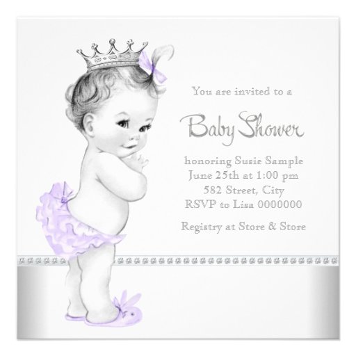 Elegant Lavender and Silver Baby Shower Invites