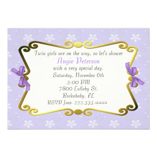 Elegant Lavender baby shower invitation (front side)