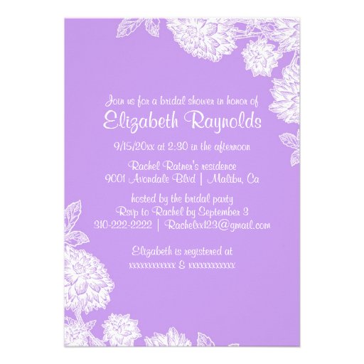Elegant Lavender Bridal Shower Invitations