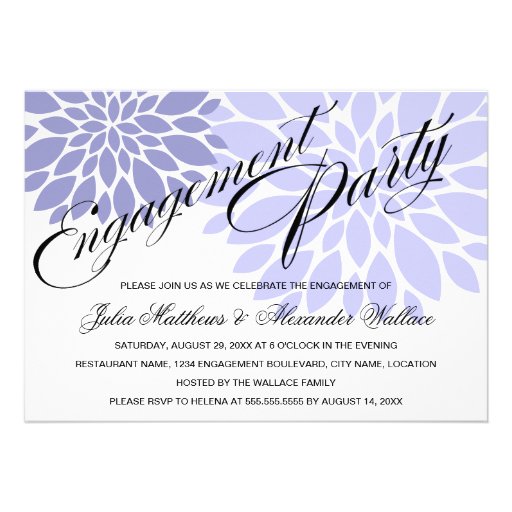 Elegant Lavender Floral Burst Engagement Party Invitation