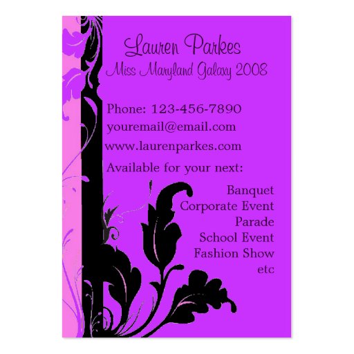 Elegant Lavender Floral Pageant Business Card