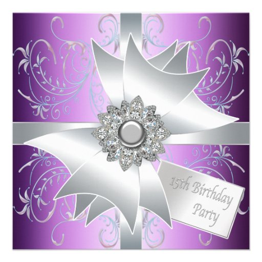 Elegant Lavender Purple 15th Birthday Party Invitation