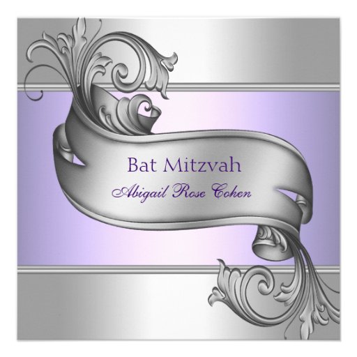 Elegant Lavender Purple Bat Mitzvah Custom Invite