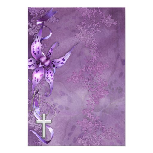 Elegant Lavender Purple First Communion Invitation