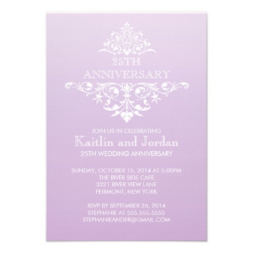 Elegant Lavender Purple Flourish Anniversary Party Personalized Invitation