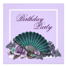 Elegant Lavender Purple Rose Birthday Party Announcement