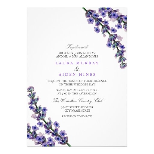 Elegant Lavender Wedding Invitation