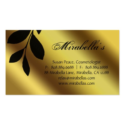 Elegant Leaf Business Card Landscaping Gold (back side)