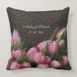 Elegant Leather&Romantic Tulips Throw Pillows