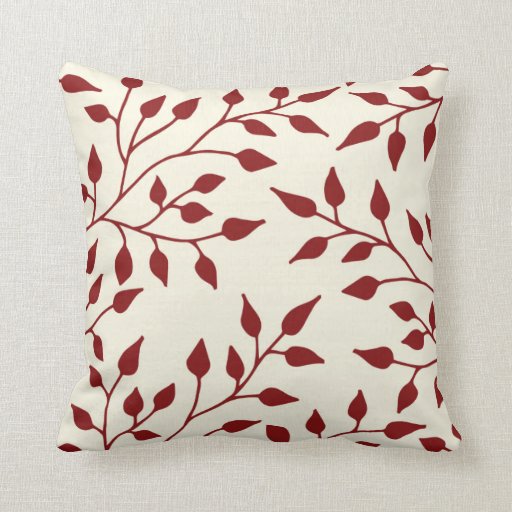 Elegant Leaves Throw Pillow / Burgundy Zazzle