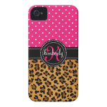Elegant Leopard Print Pink Dots Girly Chic Custom iPhone 4 Case-Mate Case