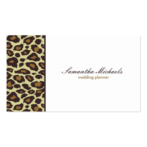 Elegant Leopard Wedding Planner Business Cards (front side)