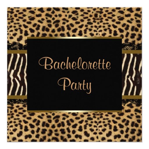 Elegant Leopard Zebra Bachelorette Party Custom Invite