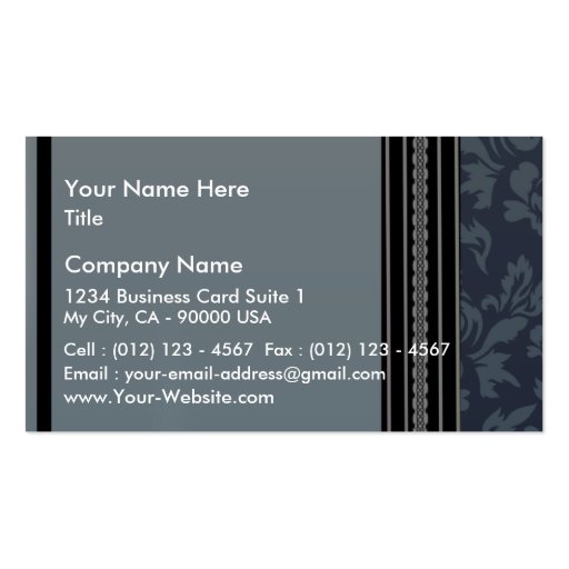 Elegant light blue damask business card template