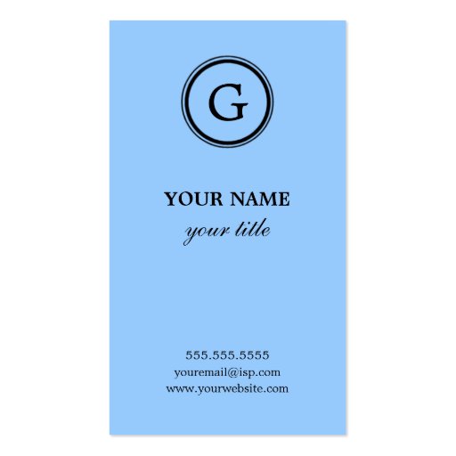 Elegant Light Blue Monogram Business Cards