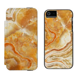 Elegant Light Brown & Beige Marble Pattern Incipio Watson™ iPhone 5 Wallet Case