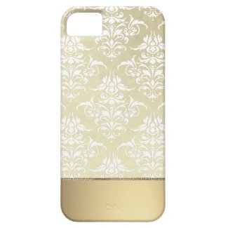 Elegant Light Gold Vintage Damask Pattern Iphone 5 Case