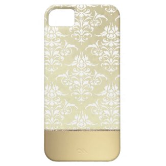 Elegant Light Gold Vintage Damask Pattern iPhone 5 Case