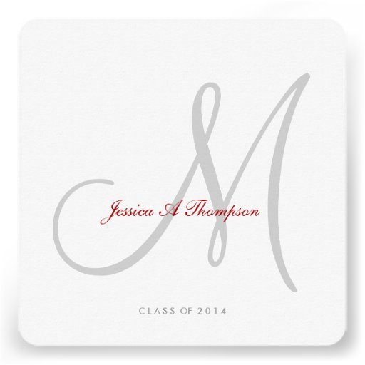 Elegant Light Gray Monogram Class of 2014 Invite (front side)