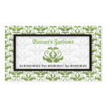 Elegant light green damask fashion business cards