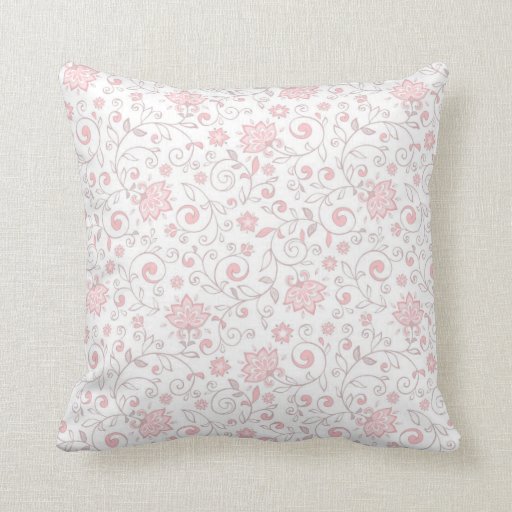 Elegant Light Pink Floral Pattern Throw Pillow Zazzle
