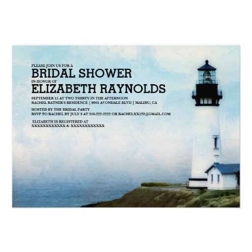 Elegant Lighthouse Bridal Shower Invitations