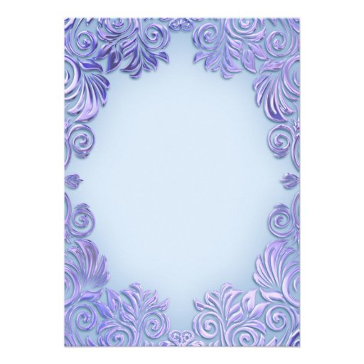 Elegant Lilac Blue Leaf Bridal Shower Invitations