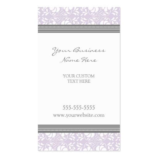 Elegant Lilac Gray Damask Business Cards