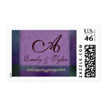 Elegant lilac monogram postage stamp by aslentz Elegant lilac monogram postage stamp