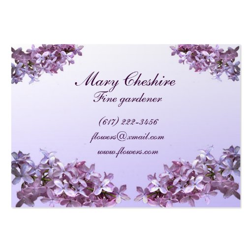 Elegant Lilacs Gardener Business Card Template (front side)