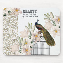 Elegant Lilies Peacock Mousepad