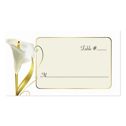 Elegant Lily Wedding Reception Place Cards Business Card Template (front side)