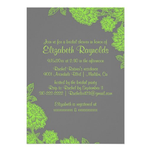 Elegant Lime Green Bridal Shower Invitations