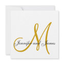Elegant Linen Monogram Wedding Invitation Gold invitation
