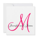Elegant Linen Monogram Wedding Invitation Hot Pink invitation