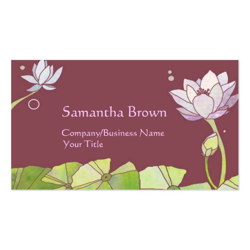 Elegant Lotus Flowers Business Cards (front side)