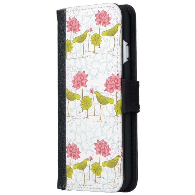 Elegant Lotus Flowers Pattern - Classy Floral iPhone 6 Wallet Case