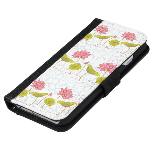 Elegant Lotus Flowers Pattern - Classy Floral iPhone 6 Wallet Case-5