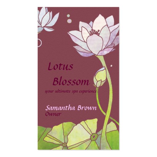 Elegant Lotus: Salon/Spa Business Cards (front side)